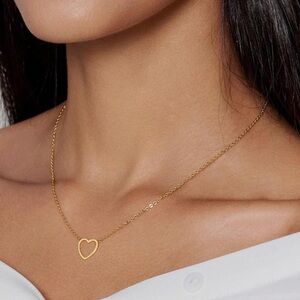 #12 Gold Plated Hollow Heart Necklace